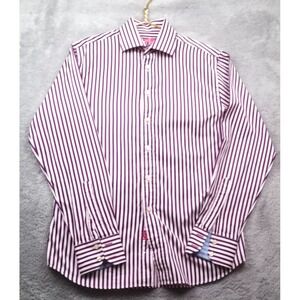 Rufus Dress Shirt Mens Medium Purple Stripe Classic Fit Button Front LS